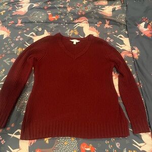 Market & Spruce V-Neck Sweater - Deep Red